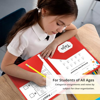 Taja Plastic Folders with Pockets (6 Pack, Red), 2-Pocket Folders with Business Card Slot, Heavy Duty, Fit Letter Size Documents, Perfect for School, Office & Business - color: E-red, size: 6 Pack
