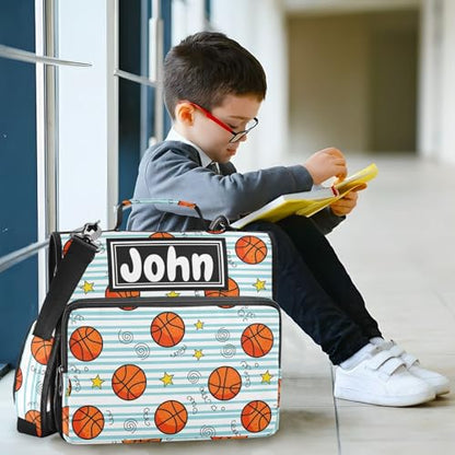 Basketball Stars Print Custom Zipper Binder Bag 3 Ring with Shoulder Strap & Handle Personalized Binder Bag Expandable File Folder for School - color: Multi-basketball Stars