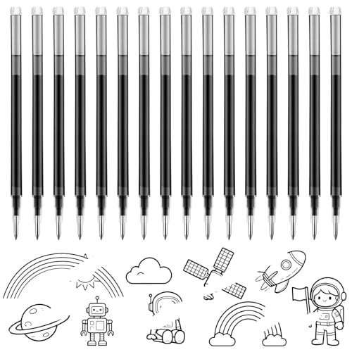 16Pcs 0.7mm Black Erasable Gel Ink Pen Refills Compatible with Frixion | for Friction, Replaceable Medium Fine Point Clicker Refill Stationery - color: Black 16pcs