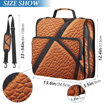 Zipper Binder Bag, Sport Basketball Texture 1.5 inch 3-Ring Binder & Multiple Pockets, 500 Sheets Capacity Expanding File Folder with Shoulder Straps & Handles for School Work Office