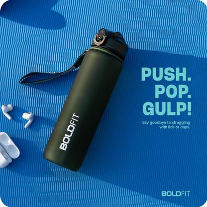 Boldfit Sipper Bottle for Adults - Water Bottle with Motivational Time Markers for Kids, School Boys, Girls, Sports Water Bottles for Gym with Measurement BPA Free Water Bottles Hunter Green