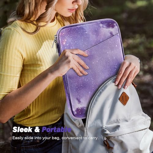 MoKo 13 Inch Tablet Sleeve Bag Carrying Case with Accessory Pocket | Fits iPad Pro 13-inch M4, iPad Air 13-inch M2, iPad Pro 12.9-inch M2/M1 and Galaxy Tab S8+/S9+ 12.4-inch, Purple Starry Sky - color: Purple Starry Sky, size: 12.9-13 inch