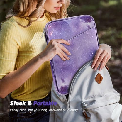 MoKo 13 Inch Tablet Sleeve Bag Carrying Case with Accessory Pocket | Fits iPad Pro 13-inch M4, iPad Air 13-inch M2, iPad Pro 12.9-inch M2/M1 and Galaxy Tab S8+/S9+ 12.4-inch, Purple Starry Sky - color: Purple Starry Sky, size: 12.9-13 inch