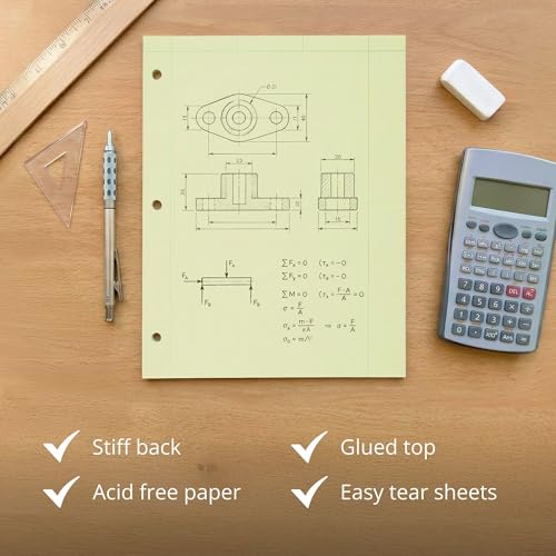 Roaring Spring Graph Ruled Engineering Pad, Engineering Graph Paper Pad, 12 Pack, 5x5 Grid to Edge, 8.5" x 11", 200 Sheets, 3 Hole Punched, Green Tinted Sheets, Made in USA - color: Green, size: Grid-to-Edge (200 Sheets) (Pack of 12)