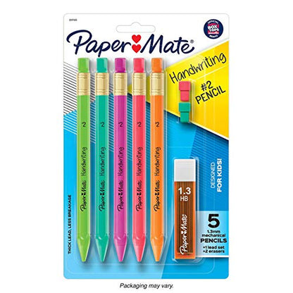 Handwriting Triangular Mechanical Pencil Set with Lead and Eraser Refills, 1.3 mm