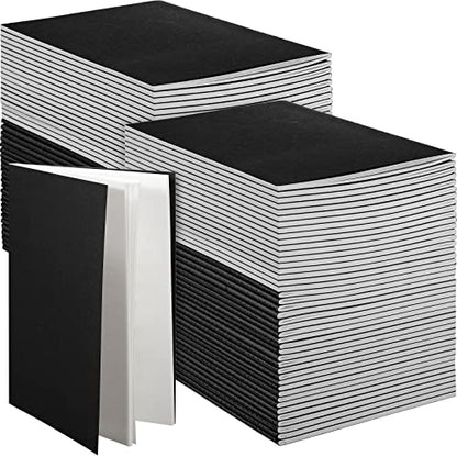 Mimorou 100 Pcs Journals Notebooks Bulk - Kraft Softcover A5 Small Notebooks 5.5 Inch x 8.3 Inch Notepads with 60 Page 30 Sheet for Writing Sketch Travel Office Supplies(Black,Unlined) - color: Black, style: Unlined