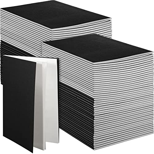 Mimorou 100 Pcs Journals Notebooks Bulk - Kraft Softcover A5 Small Notebooks 5.5 Inch x 8.3 Inch Notepads with 60 Page 30 Sheet for Writing Sketch Travel Office Supplies(Black,Unlined) - color: Black, style: Unlined