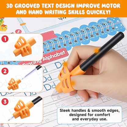 Magic Grooved Writing Practice for Kids Ages 3-8, Reusable Handwriting Practice Books Set (6 Books) with Disappearing Ink Pens, Letter/Number Tracing, Preschool & Kindergarten Learning Kit