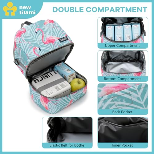 NEW TILAMI Kids Lunch Bag Double Insulated for tilami Rolling Backpack Girls Boys forTravel School Picnic, Tropical Flamingo Teal - color: Tropical Flamingo Teal