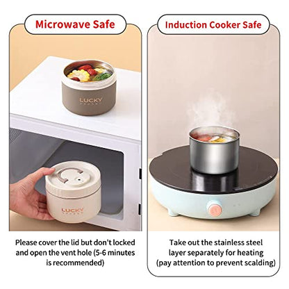 Portable Insulated Lunch Containers, Stainless Steel Bento Box Adult Lunch Box with Insulated Lunch Bag, 4 Separate Stackable Lunch Container for Adult, White… - color: 4 Tier (2L+2S)-Beige