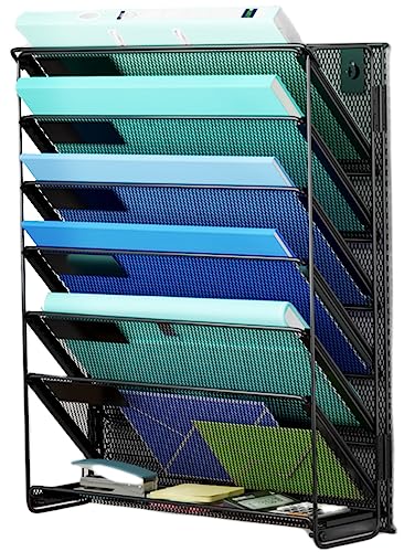 Kuntine.B Wall File Organizer Office Hanging Magazine Holder Wall File Organizer for Office Home - color: Black, size: 7 Tier