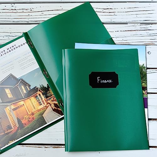 Youngever 6 Pack Heavy Duty Plastic Two Pocket Folders with 3 Prongs, Metal Prongs Fastener, Heavy Duty Plastic 2 Pocket Folder (Green) - color: Green
