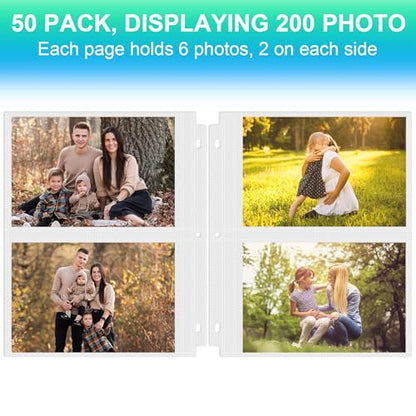 Aegero 100 Pack 5 x 7 Photo Sleeves for 3 Ring Binder(400 Pictures), Heavy-Duty Archival Photo Page Protectors, Clear Picture Album Refill Pages Holds, Acid-Free - size: 5x7inch-2pocket, style: 100 pack