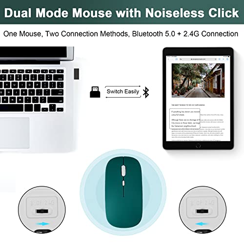 SOPPY Bluetooth Keyboard Case with Mouse for iPad 9th Gen 2021, 8th Gen 2020, 7th Gen 2019 10.2", Air 3 & Pro 10.5", Detachable Wireless Keyboard, Slim Protective Cover, Rechargeable, Dark Green - color: Dark Green, size: 10.2 & 10.5 inch