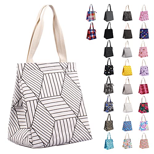 iknoe 9L Insulated Lunch Bag, Leakproof lunch Box for Women WhiteDiamond | Lightweight 0.3 lb, compact foldable design, aluminum foil interior, velcro closure, wide opening, for meals, snacks, office - color: White Rhombus, size: Velcro Closure