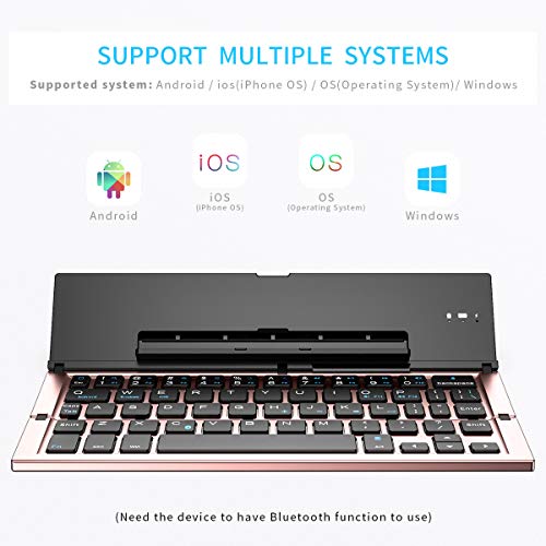 Geyes Bluetooth Keyboard Foldable Portable Folding Travel Keyboard for iPhone 15 Pro Plus/Xs/max/x/14/13 /12/11 /iPad/iPad mini 4, Samsung Android Tablet Smart Phone (Rose Gold) - color: Rosegold