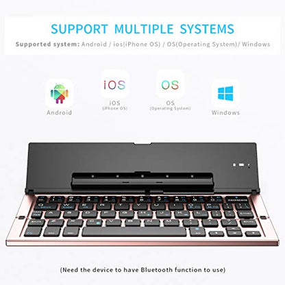 Geyes Bluetooth Keyboard Foldable Portable Folding Travel Keyboard for iPhone 15 Pro Plus/Xs/max/x/14/13 /12/11 /iPad/iPad mini 4, Samsung Android Tablet Smart Phone (Rose Gold) - color: Rosegold