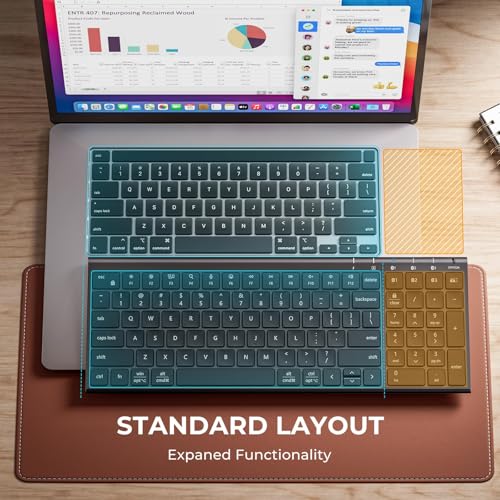 iClever BK10 SE Bluetooth Keyboard for Mac, Multi-Device Wireless Keyboard with Numeric Keypad, Standard Full Size Keys, USB-C Rechargeable, Compatible with Windows, macOS, iPadOS, Android (Black) - color: Black