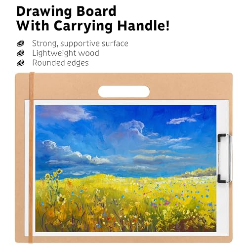 13" x 17" Artist Sketch Board with Handle - Portable Drawing Board, Large Clipboard for Painting and Drawing, Art Supplies for Adults by TX Liteart - size: 13"x17", 1 Pack