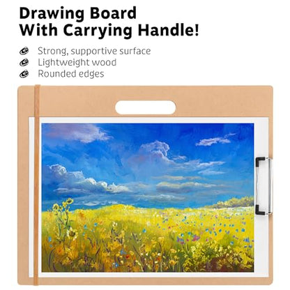 13" x 17" Artist Sketch Board with Handle - Portable Drawing Board, Large Clipboard for Painting and Drawing, Art Supplies for Adults by TX Liteart - size: 13"x17", 1 Pack