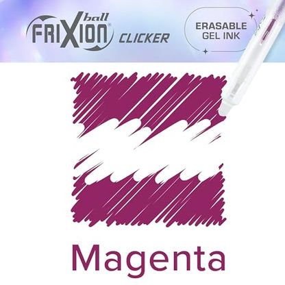 PILOT FriXion Aura Retractable Erasable Gel Pens, Fine Point 0.7 mm, Magenta Ink, Dozen - color: Magenta