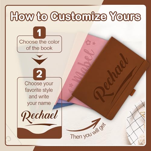 STREADVE Custom Journal Notebook with Name Personalized Journaling Notebook for Women Men Customized College Ruled Notebooks Leather Lined Journals Gift for Work School Church Birthday - color: Name/Text-Engraved