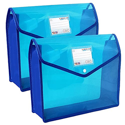 YoeeJob Plastic File Folders Legal Size 2 Pcs, Expandable Document Folder with Snap Button Closure, A4 Expanding File Wallet Envelopes Pouch with Label Pocket, Blue - color: Blue, size: 2 Pack
