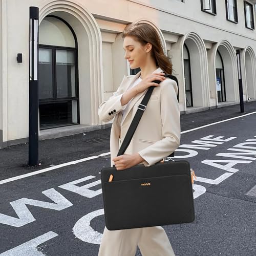 MOSISO 360 Protective Laptop Bag 15.6 inch, 15-16 inch Computer Bags Compatible with MacBook Pro 16 / Air 15, HP Dell Lenovo Asus Acer, Side Open Laptop Messenger Bag with Trolley Sleeve&Pocket, Black