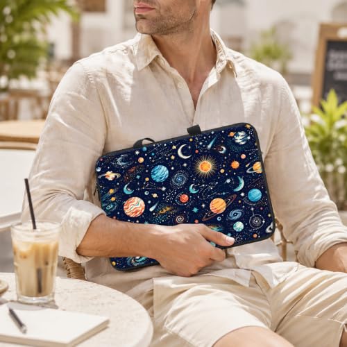 13 Inch Laptop Case Sleeve with Handle, Shockproof Slim Carrying Case | Soft Lining Computer Bag for MacBook Air 13 M3/M2/M1, MacBook Pro 13/14, iPad Pro 13 M4, Space Planet Print - color: Space Planet Print, size: 13-14 inch