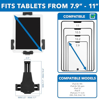 Mount-It! Secure Universal Tablet POS Kiosk Stand with Locking Clamp & Bolt-Down Base, 360° Rotation & +80°/-65° Tilt, Wall or Counter Mount for 7.9"–11" Tablets, iPad, Galaxy Tab & Surface Go - size: Counter - Wide Base