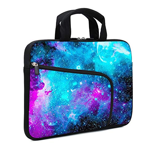Laptop Sleeves 14 15 15.4 15.6 Chromebook Case Notebook Sleeve PC Messenger Bag Tablet Case Neoprene Handle Sleeve for Men Women, Two Pockets (Blue galaxys) - color: Blue galaxys