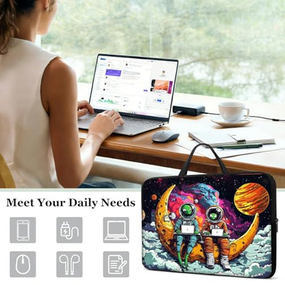 13 13.3 14 inch Laptop Sleeve with Handle, Alien Astronaut Water‑Resistant Laptop Carrying Case for MacBook Air 13-inch/MacBook Pro 13/14 inch/Dell/HP/Lenovo - color: Alien astronaut, size: 13-14 inch Devices