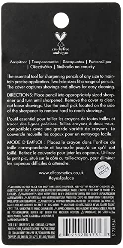 e.l.f., Dual-Pencil Sharpener, Convenient, Essential Tool, Sharpens, Easy To Clean, Travel-Friendly, Compact, Includes Bonus Small Sharpener (Pack of 2) - size: 1 Count (Pack of 2)