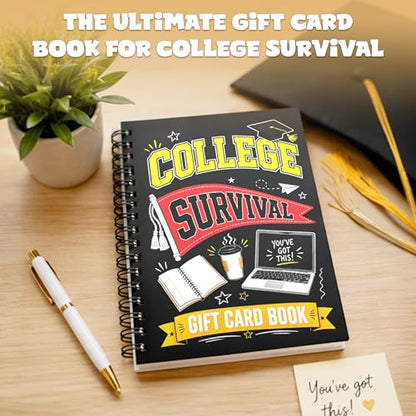 Hangwoous College Survival Gift Card Book, College Care Package Cash Gifts | 7X5 Inch 24 Pages Card Book For Grads, Going Away To College Care Package And High School Grad Gift - color: Black