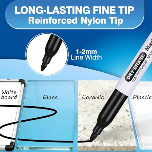 SFAIH Fine Tip Dry Erase Markers - 100 Pack Black Whiteboard Markers for Training Centers, Conference Rooms & Multi-Classroom Use | Low-Odor, Non-Toxic, Easy Clean
