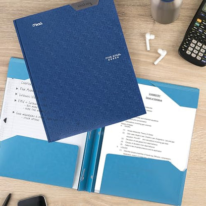 Five Star 2-Pocket Folder, Plastic Folder with Stay-Put Tabs and Prong Fasteners, Holds 8-1/2" x 11" Paper, Tidewater Blue (72107) - color: Tidewater Blue, size: 1 Count (Pack of 1)