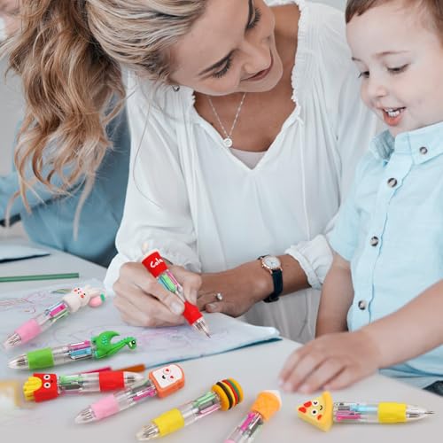 CZWZ 12Pcs Mini Multicolor Pens in One 4-in-1 Cute Pens Bulk, Fun Kawaii Ballpoint Pens for Birthdays and Party Favors Gifts Teacher School Supplies - style: 12Pcs