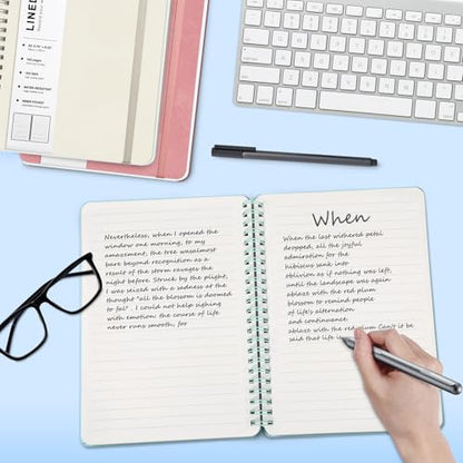 Light Green Lined Spiral Journal Notebook with 160 Pages, 8×5.7in, A5 Spiral Notebook, Journaling Notebooks for Work, School, Women, Men, College Ruled Spiral Notebook, Hardcover Leather Journals | 160 Pages Small Journaling Notebooks, 5.7"x11" Note Book