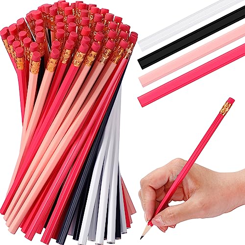 TecUnite 120 Pcs #2 HB Pencils with Eraser No 2 Unsharpened Wooden Hexagonal Pencils for Adults Gifts for School Exam art Learning Office Sketching(Pink Black Series) - color: Pink Black Series