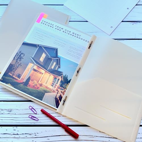 Youngever 6 Pack Heavy Duty Plastic Two Pocket Folders with 3 Prongs, Metal Prongs Fastener, Heavy Duty Plastic 2 Pocket Folder (Cream) - color: Cream