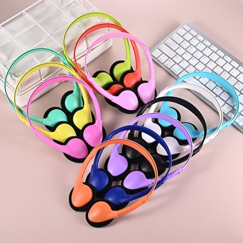 USB Type C Kids Headphones Bulk 5 Pack for School Classroom Students, On-Ear USB C Wired Headset Class Set Compatible with Chromebook Computer Laptop (HY857C,5 Mixed)
