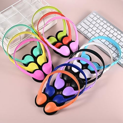 USB Type C Kids Headphones Bulk 5 Pack for School Classroom Students, On-Ear USB C Wired Headset Class Set Compatible with Chromebook Computer Laptop (HY857C,5 Mixed)