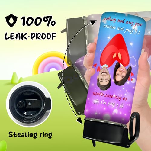 Custom Water Bottle with Face Photo, Personalized Water Bottle Valentine's Gift Insulated Cup Bottle for Her Him Women Men - color: Color_100