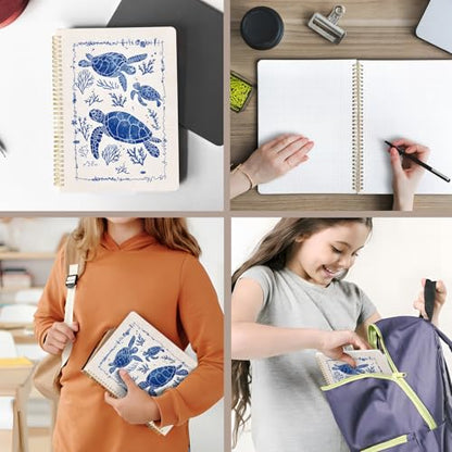 Cute Spiral Notebook journal A4 Aesthetic Pretty Design for Women Girls Kawaii with Pocket, 8.5 x 11 inch, Graph, Turtle - color: Save Turtle, style: Graph