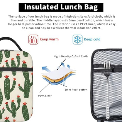 Insulated Lunch Box for Kids Boys Girls, Reusable Lunch Bag for School, Office, Work, Picnic, Travel, Desert Cactus Lunch Box - color: lunch box 93
