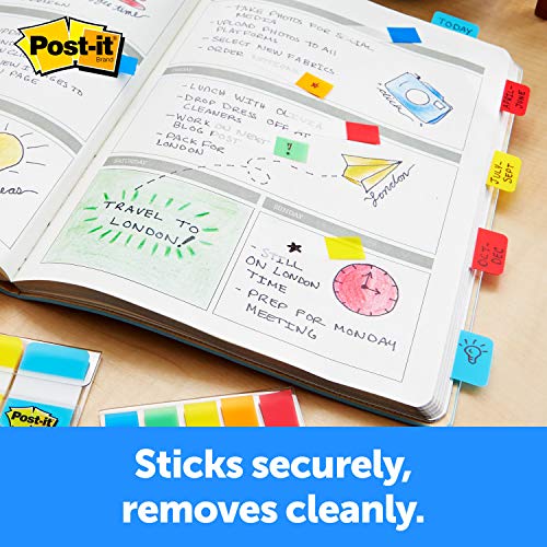 Post-it Tabs, 1 in, 36/Dispenser, Pack of 2 | 6 Colors | Solid Style - size: 0.4" x 2.8" (36 Count, Pack of 2)