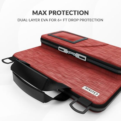 UZBL 11-11.6 Inch Always-on Chromebook Protective Hard Shell Case Cover with Pouch and Shoulder Strap, Fits MacBook Neo 13 inch - color: Deep Red