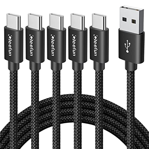 CLEEFUN USB to USB C Cable 6ft, 5-Pack USB A to Type C Cable Fast Charging | for iPhone 17 16 15 Pro Max Air Plus, for Samsung Galaxy S26 S25 S24 S23 S22 S21 S20 A17 A16 A56 A55 A26 A35 A36, Black - color: Black, size: 6ft