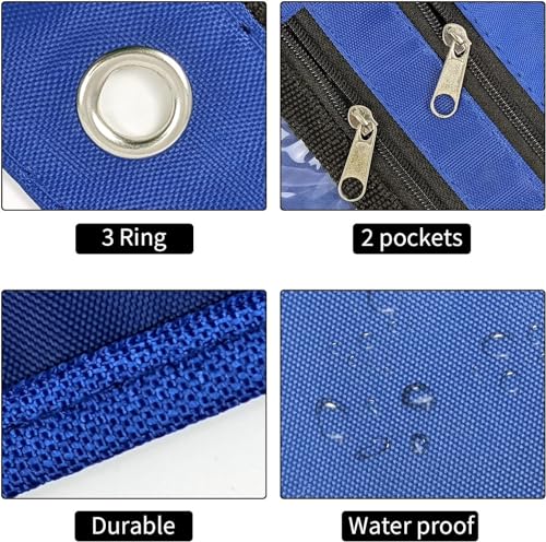 YoeeJob 18 Pack 1 Inch Expandable Zipper Pencil Pouches with Clear Window for 3 Ring Binder, Suitable for School & Office（Blue） - color: Blue