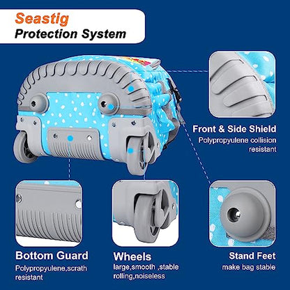 seastig Rolling Backpack 18in Wheeled Backpack with lunch bag and Pencil Case Set Roller Backpack Laptop Backpack Adults Kids